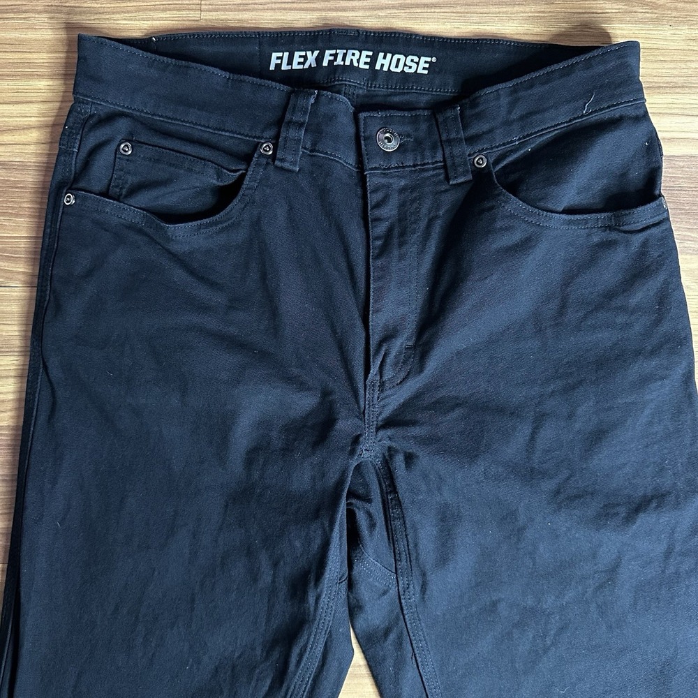 Duluth Trading Flex Fire Hose Pants Mens 32x30 Black Canvas Workwear Chino - Picture 7 of 13